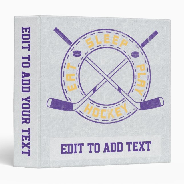 Customizable Binder, Eat Sleep Play Hockey Binder (Front/Spine)