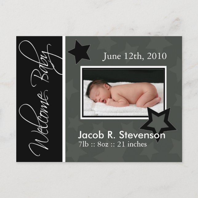 Customizable Birth Announcement Postcard (Front)