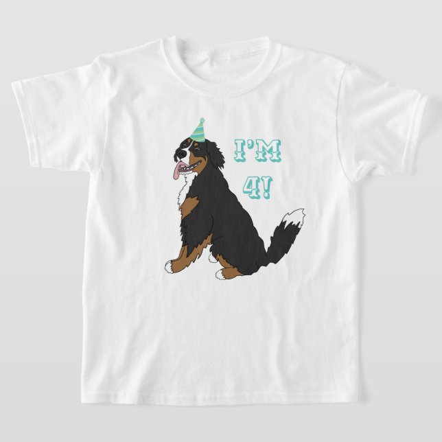 Customizable Birthday Age Bernese Mountain Dog  T-Shirt (Laydown)