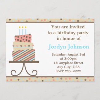 Customizable Birthday Cake Party Invitation