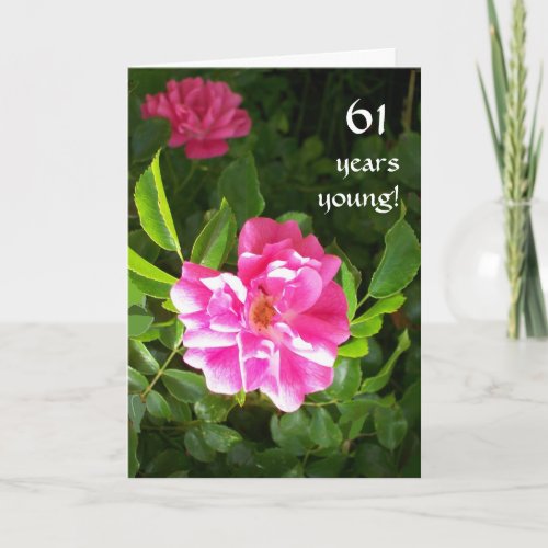 Customizable Birthday Card _ Bright Pink Roses