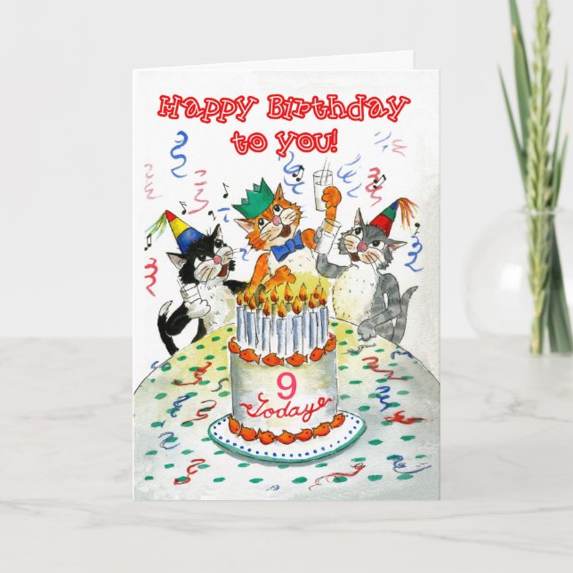 Customizable Birthday Card - Cats' Birthday Party (Front)