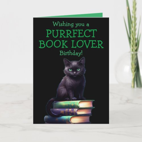 Customizable Birthday Card for BOOK LOVER Cat