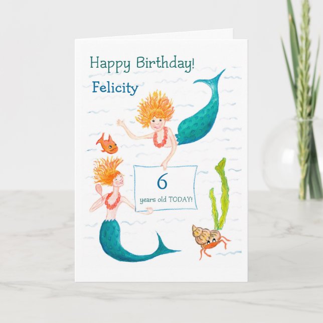 Customizable Birthday Card - Mermaids (Front)