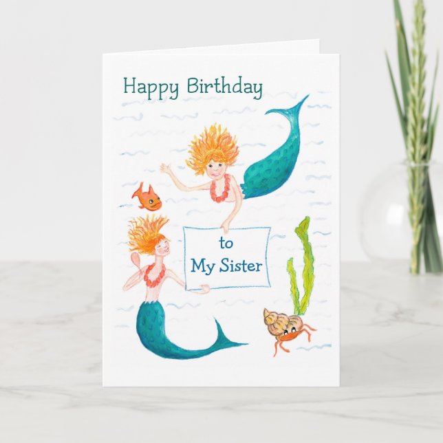Customizable Birthday Card - Mermaids (Front)