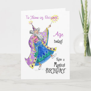 Customizable Birthday Card with Magician