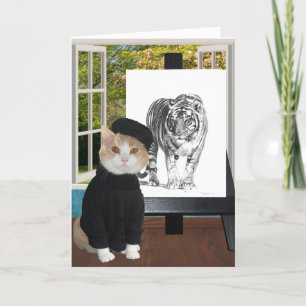 Customizable Birthday for Artist & Cat Lover Card