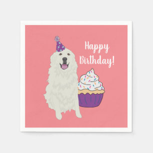 Customizable Birthday Great Pyrenees Mountain Dog Napkins