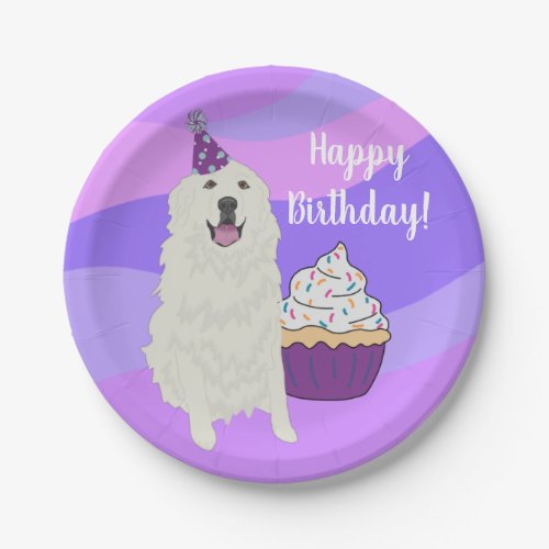 Customizable Birthday Great Pyrenees Mountain Dog  Paper Plates