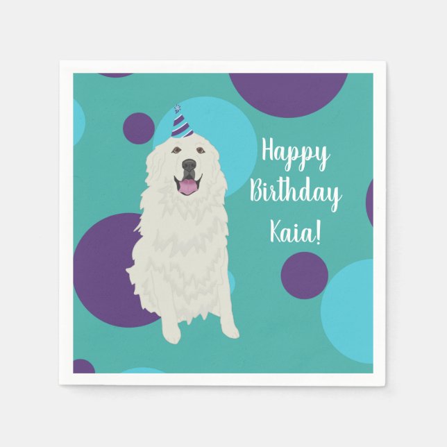 Customizable Birthday Great Pyrenees Napkins (Front)