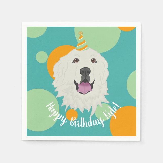 Customizable Birthday Great Pyrenees Napkins (Front)