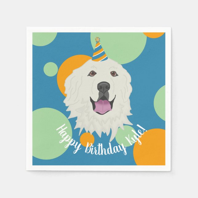 Customizable Birthday Great Pyrenees  Napkins (Front)