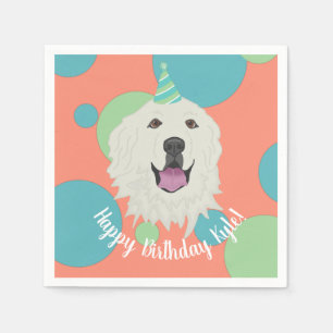 Customizable Birthday Great Pyrenees  Napkins