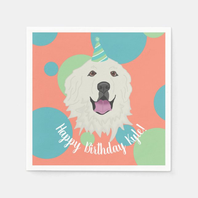 Customizable Birthday Great Pyrenees  Napkins (Front)
