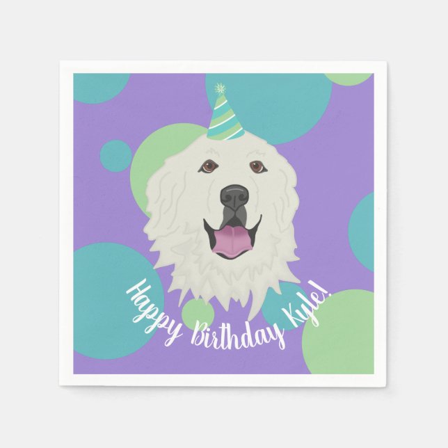 Customizable Birthday Great Pyrenees  Napkins (Front)