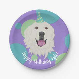 Customizable Birthday Great Pyrenees Paper Plates