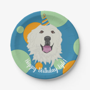 Customizable Birthday Great Pyrenees Paper Plates