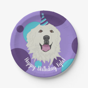 Customizable Birthday Great Pyrenees  Paper Plates