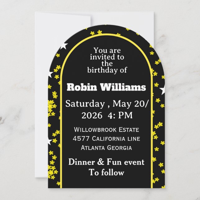 Customizable Birthday Invitation | Elegant Party  (Front)