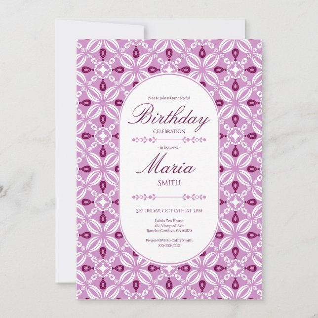 Customizable Birthday Invitation in Petaline (Front)