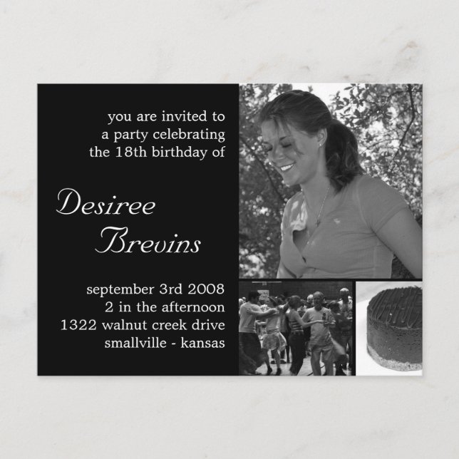 Customizable Birthday Invite Card Photo Invitation (Front)
