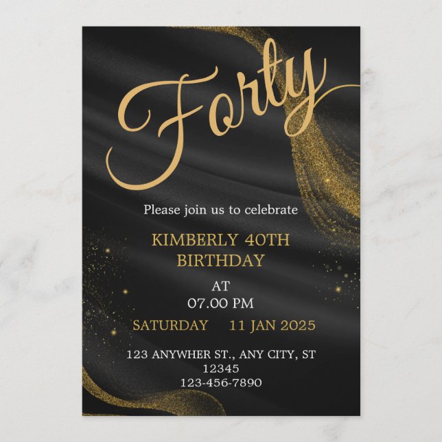 customizable birthday invite Elegant Birthday Card (Front)