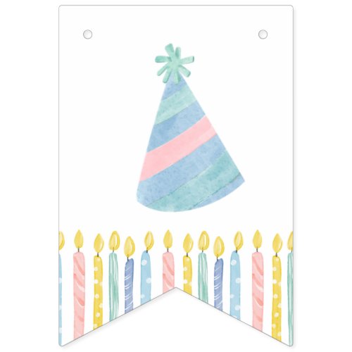 Customizable Birthday Party Bunting Flags Candles