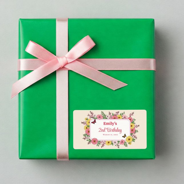 Customizable Birthday Party labels with Flowers (Creator Uploaded)