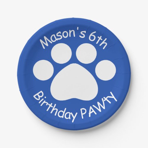 Customizable Birthday PAWty _ Blue Paper Plates