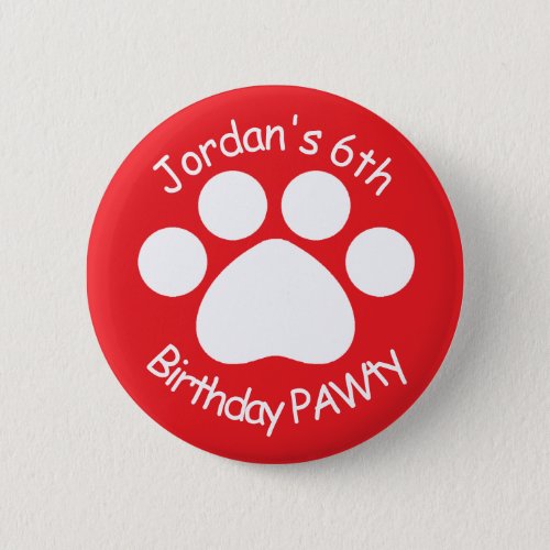 Customizable Birthday PAWty _ Red Button