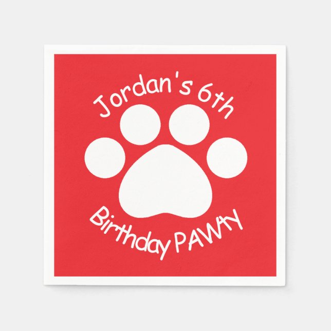Customizable Birthday PAWty - Red Napkins (Front)