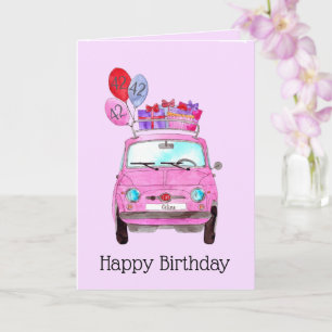 Customizable Birthday Retro 500 watercolor Card