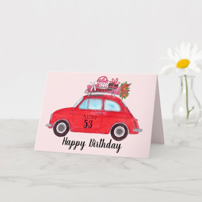 Customizable Birthday Retro Fiat 500 Card (Small Plant)