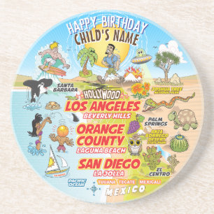 Customizable Birthday Sunny California Coaster