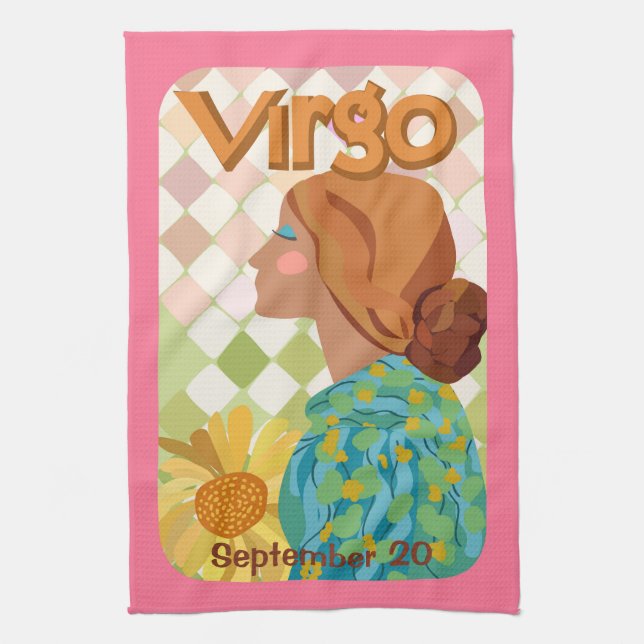 Customizable Birthday Virgo Zodiac Tea Towel (Vertical)
