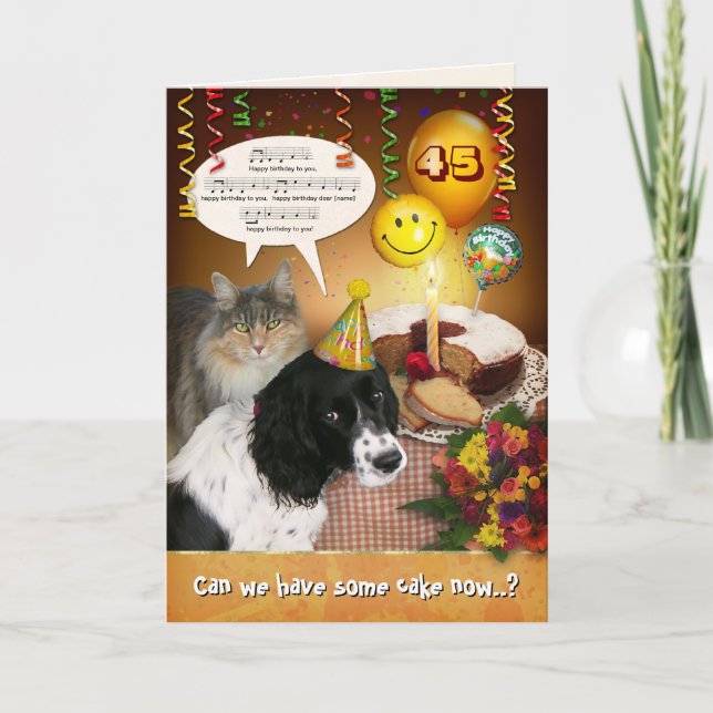 (Customizable) Birthday with Pets Card (Front)