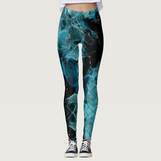 Customizable Black and Blue Leggings (Front)
