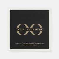 Customizable Black and Gold Logo Cocktail Napkin
