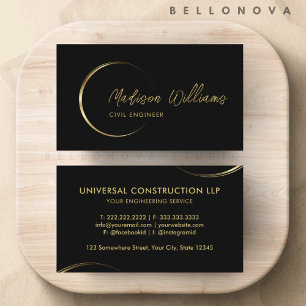 Customizable Black and Gold Professional Business  Business Card