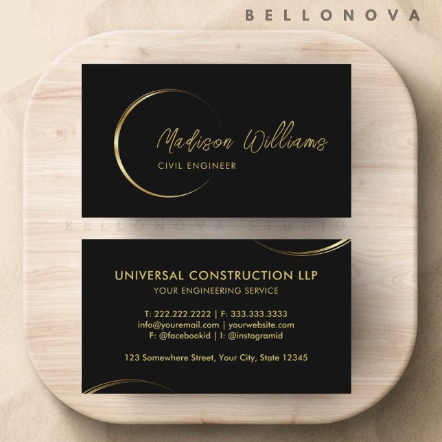 Customizable Black and Gold Professional Business  Business Card (Customizable Black and Gold Professional Business Business Card)