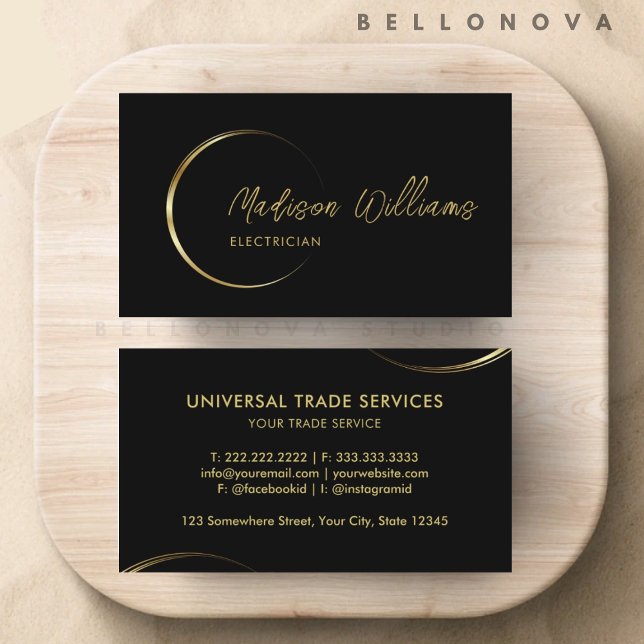 Customizable Black and Gold Professional Business  Business Card (Customizable Black and Gold Professional Business Business Card)
