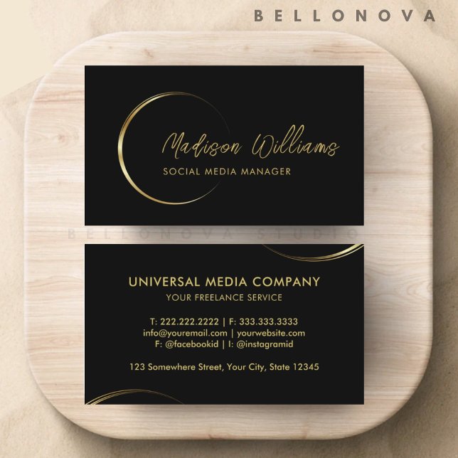 Customizable Black and Gold Professional Business  Business Card (Customizable Black and Gold Professional Business Business Card)