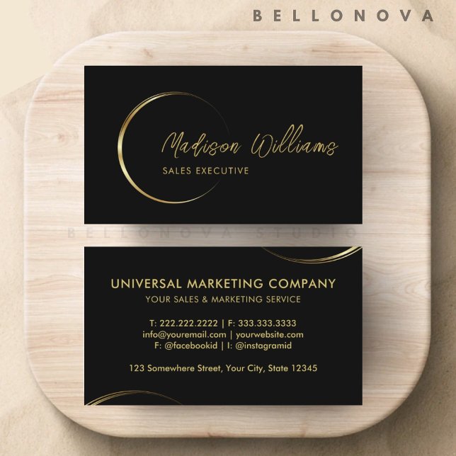 Customizable Black and Gold Professional Business  Business Card (Customizable Black and Gold Professional Business Business Card)