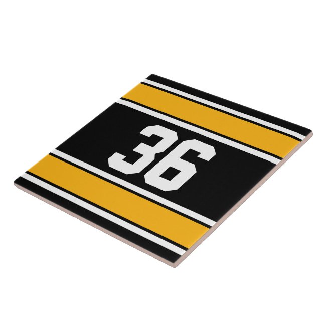 Customizable Black and Gold Sports Stripes Tile (Side)