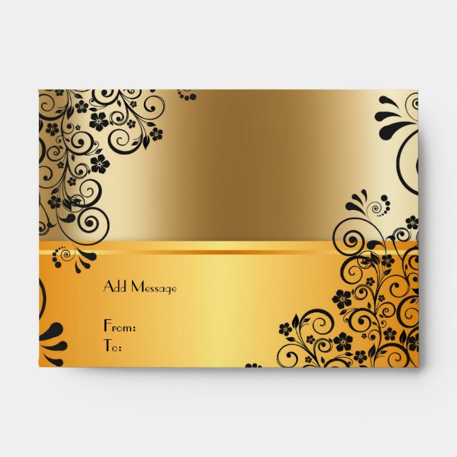Customizable Black and Gold Theme Envelope (Front)