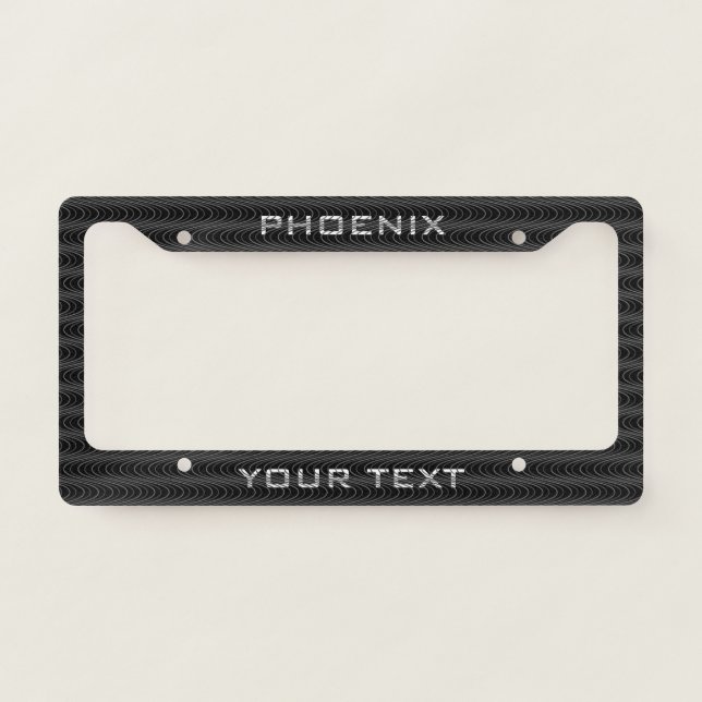 Customizable Black and Grey Trippy Wavy Pattern License Plate Frame (Front)