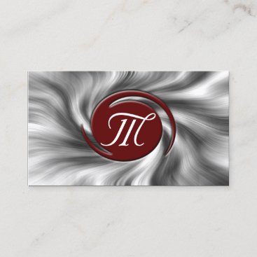 Customizable Black and Red Monogram Business Cards
