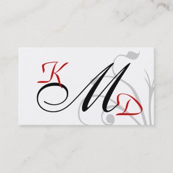 Customizable Black And Red Monogram Business Cards by MG_BusinessCards at Zazzle