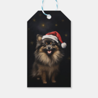 Customizable Black and Tan Pomeranian Christmas Gift Tags