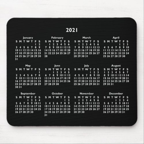 Customizable Black and White 2021 Calendar Mouse Pad